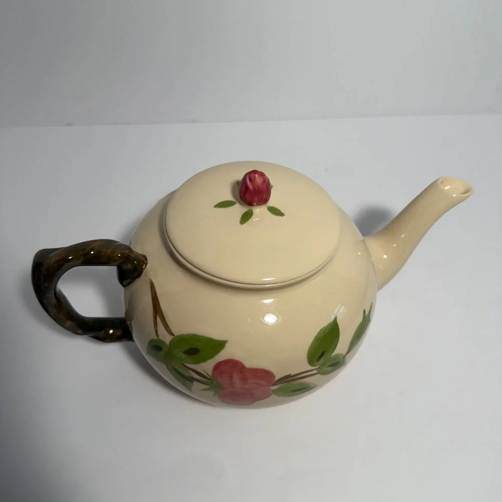 Franciscan Desert Rose Teapot with Lid Hand Painted Made in USA Vintage Ceramic